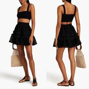 AJE Lita Ruffled Lace Cotton Full Skirt